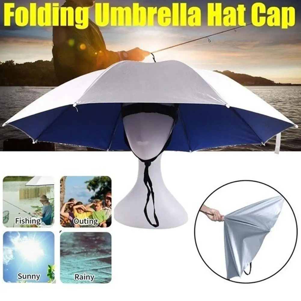Outdoor Fishing Caps Foldable Head Umbrella Hat Anti Rain Sun