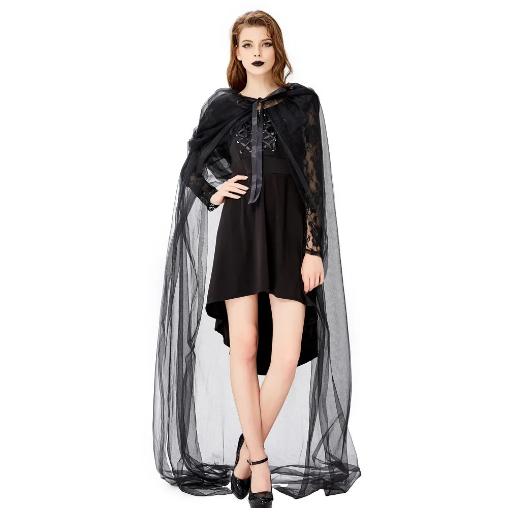 

Womens Black Horror Cross Witch Sorceress Dress Costume Halloween Easter Mardi Gras Fancy Party Dress