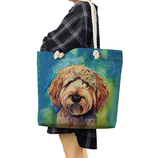 Custom Dog Tote Bag Personalized Dog Mom Gift Dog Toys Totes Pet Gift  Custom Pet Bag Gift For Dog Mom Dog Lover Bag (15L x 15H x 3D, Tri-Color