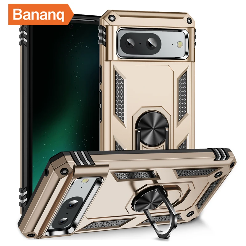 Shockproof Metal Finger Ring Bracket Armor Case with Magnetic Car Holder - Premium Phone Cover