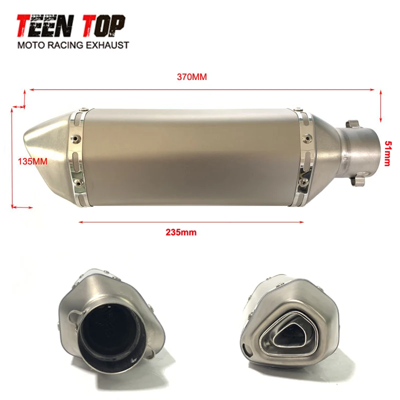 51MM Universal Motorcycle Exhaust 370MM Muffler With DB Killer Titanium Alloy AK Exhaust For Kawasaki Ninja300 Ninja400 Z400 - Image 2