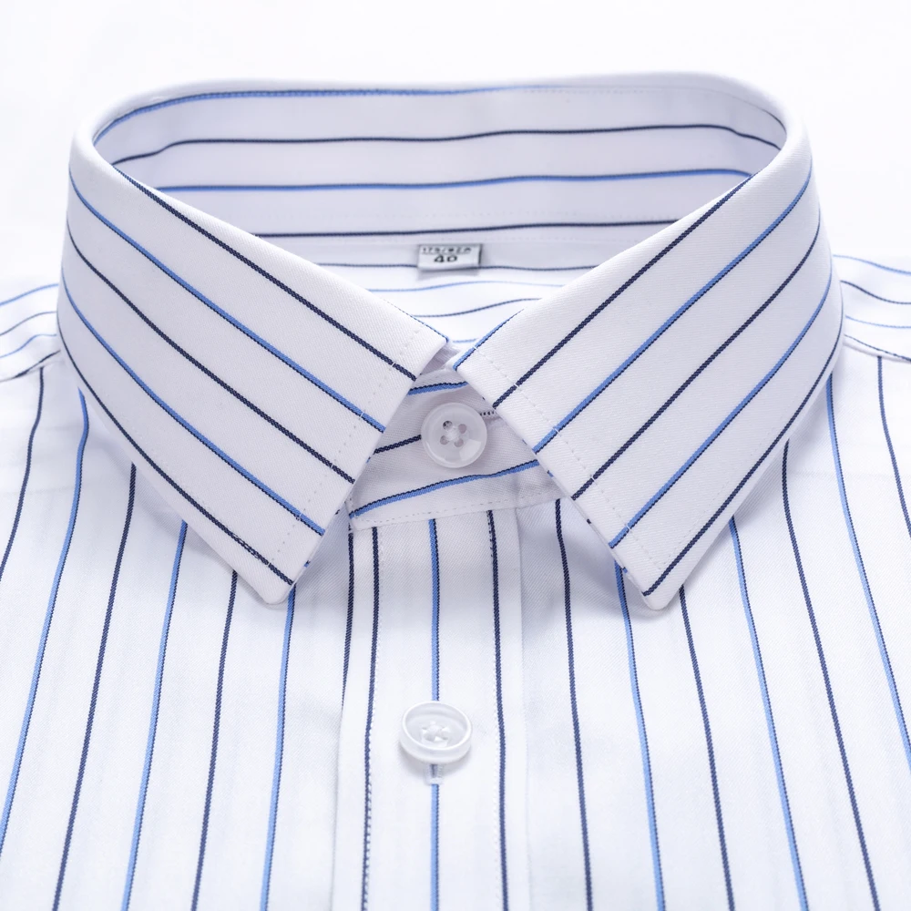 Men's Classic Long Sleeve Non-Iron Striped Dress Shirts Removable Collar Stays Formal Business Regular Fit Pure Cotton Shirt dress shirts 821057