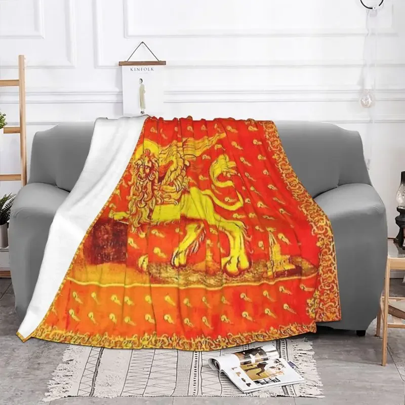 Venice Veneto Flag 3D Printed Blankets Comfortable Soft Flannel Sprint Lion of Saint Mark Throw Blanket for Sofa Office Bed 2