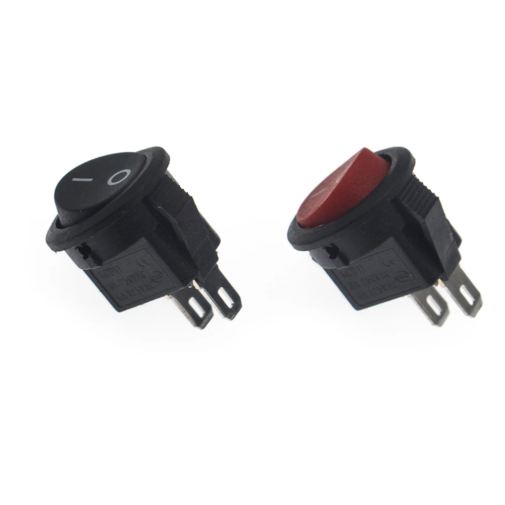 

100Pcs/Lot 4 style Diameter 16mm Small Round Rocker Switches 2Pin Boat Switch Snap-in SPST ON OFF Mini Position copper feet