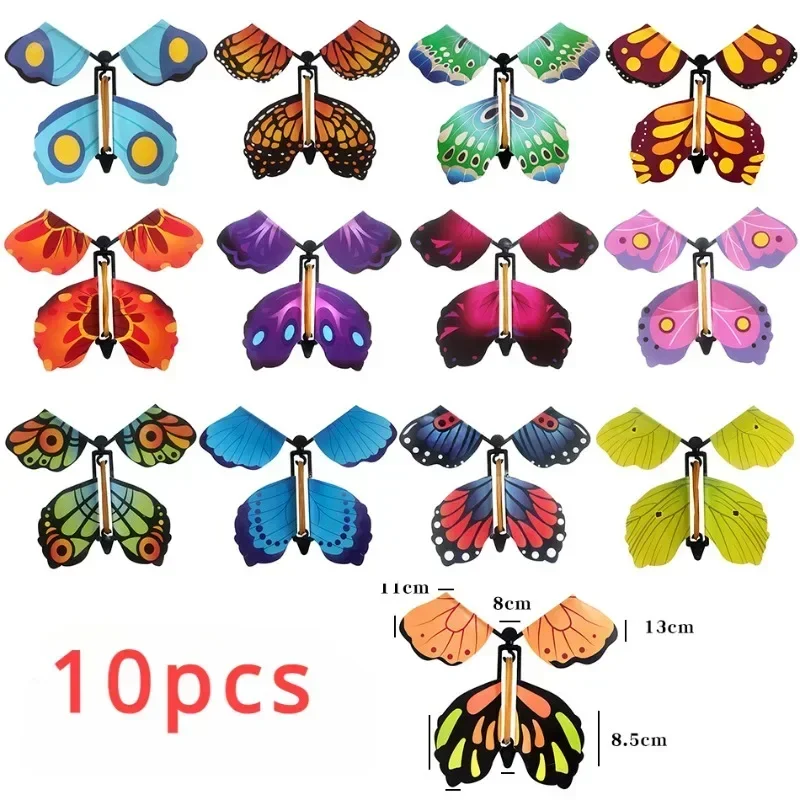 Magic Props Toys Magic Flying Butterflies Wind Up Toy Bookmark Greeting Card