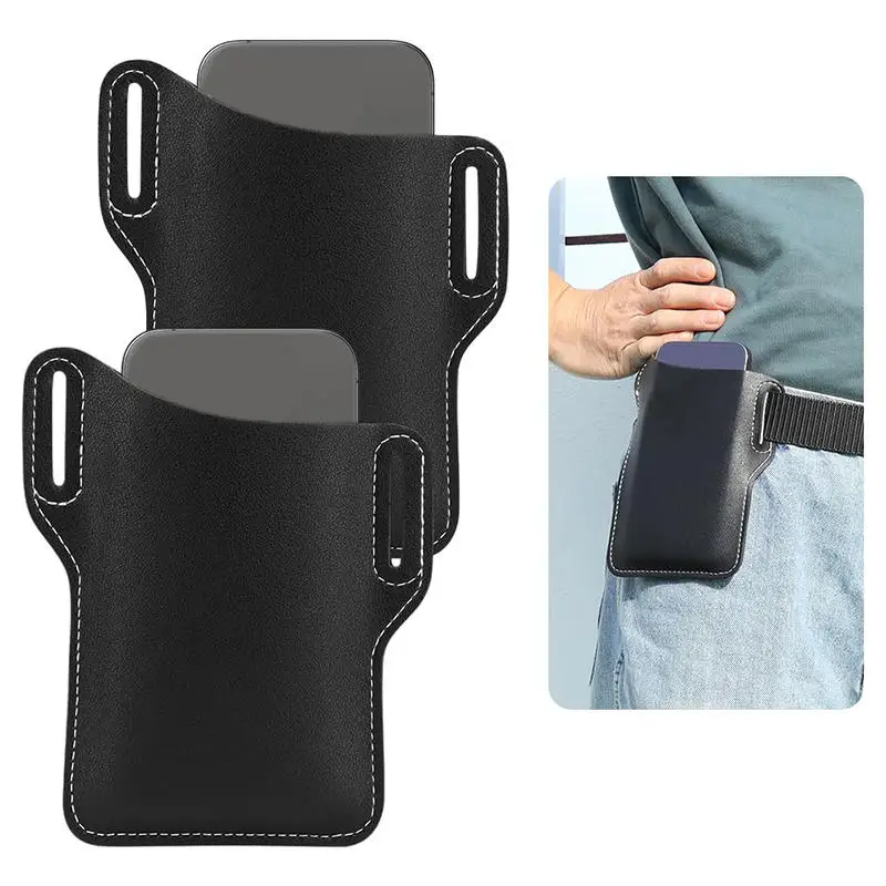 Men Leather Vintage Pack Waist Bag Belt Clip Phone Holster Travel Hiking Cell Mobile Phone Case Cover Belt Pouch Purse