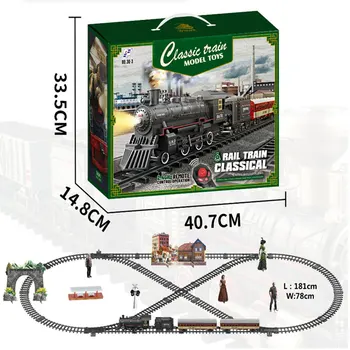 Remote Control Simulation Steam Train Track Assembly Electric Stepless Speed Add Water Smoking Train Children's Toy Holiday Gift 1