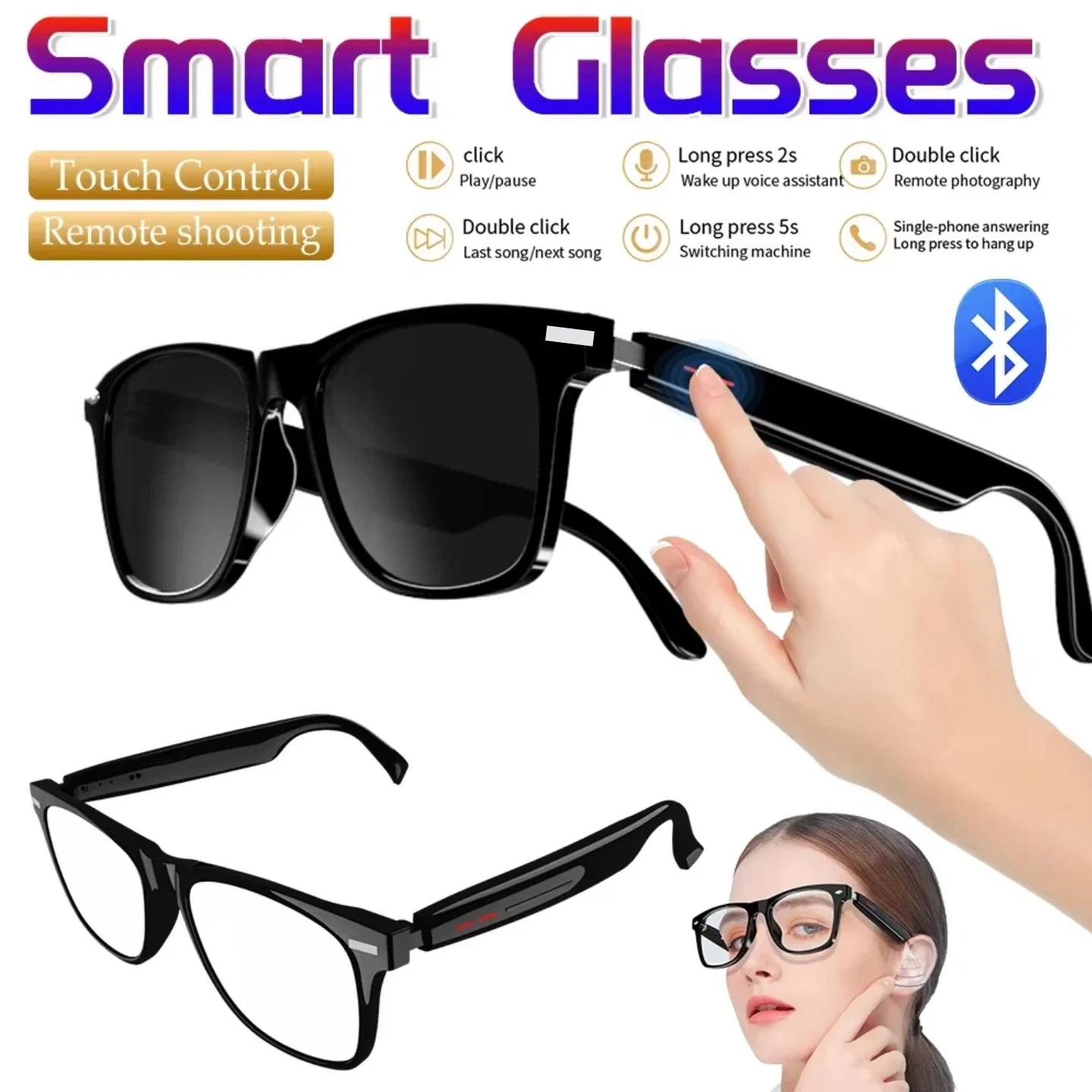 Metal Smart Glasses with BT Audio and Open Ear Sound