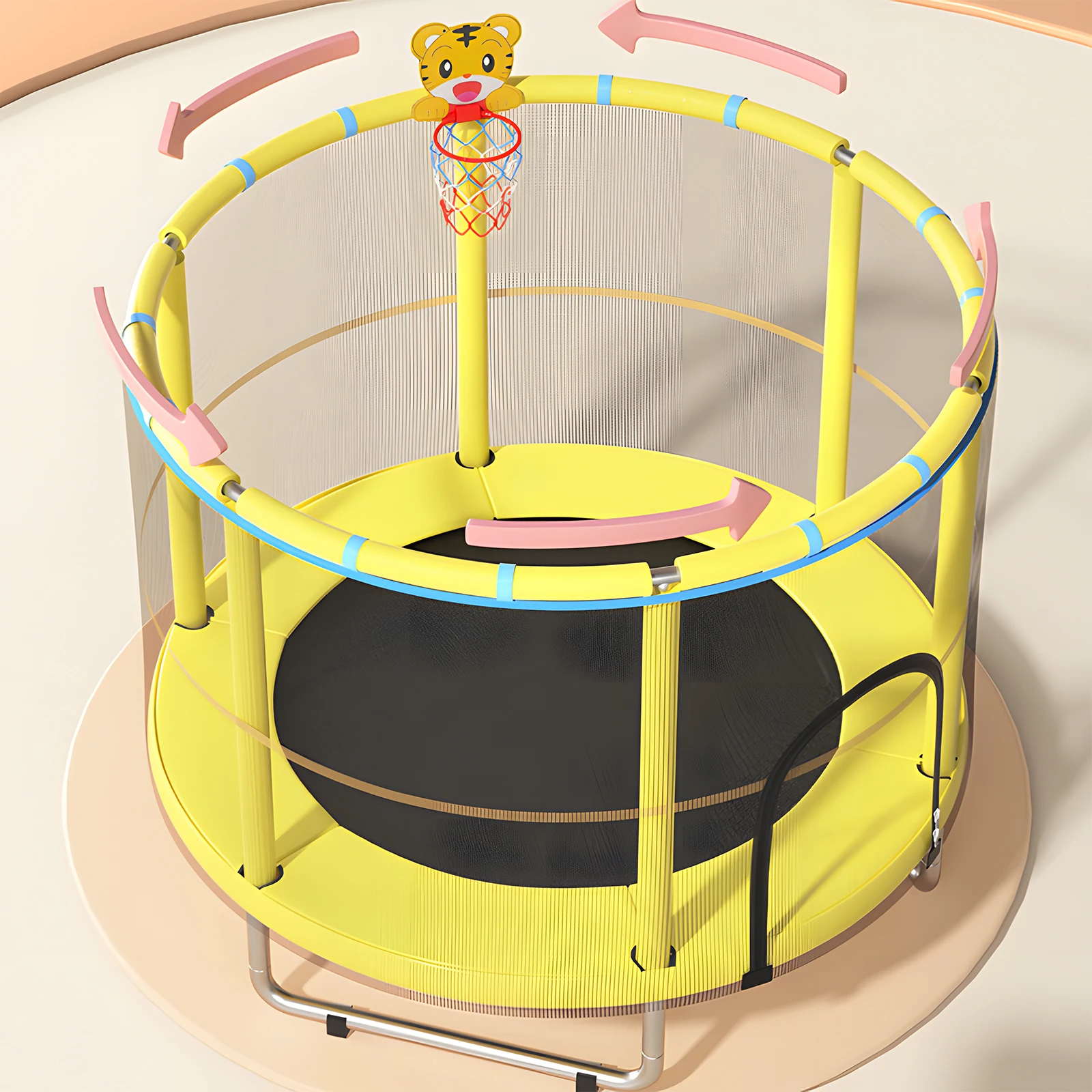 Indoor Trampoline for Kids Ages 1-8, 55" SmallOutdoor Toddler Trampoline with SafetyEnclosure Net, No-Gap Safe Design 2