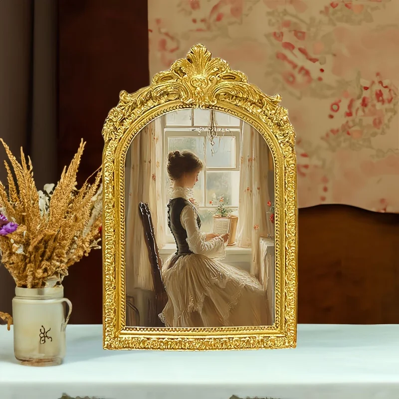 

Французская Золотая Резная Фоторамка из смолы, Свадебная фоторамка, настенная декоративная фоторамка с искусственным рисунком