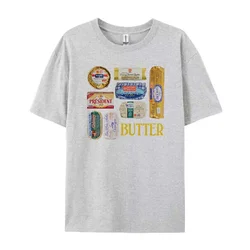 90s Retro Butter Graphic T-Shirt - Cute Vintage Grunge Aesthetic Tee - S (GRAY)
