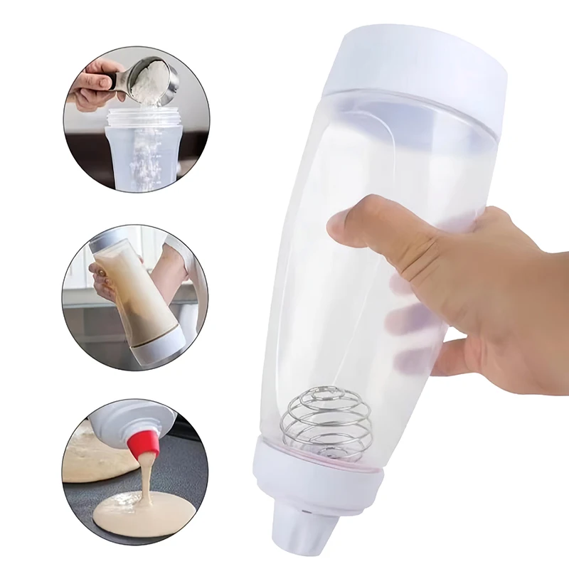 Hand Mixer Whisk Pancake Batter Bottle with Blender Ball for Restaurant Baking Pancakes Cupcakes Muffins Crepes