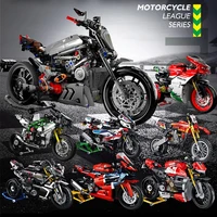 MOC City Technical Super Motorcycle Racing Motorbike Model Building Block DIY Locomotive Brick Toys for Children Boys Gifts 1