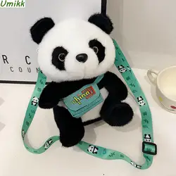 Women's Cute Cartoon Panda Mobile Phone Pouch Soft Plush Crossbody Bags for Teen Girls Japanese Small Kawaii Doll Winter Satchel