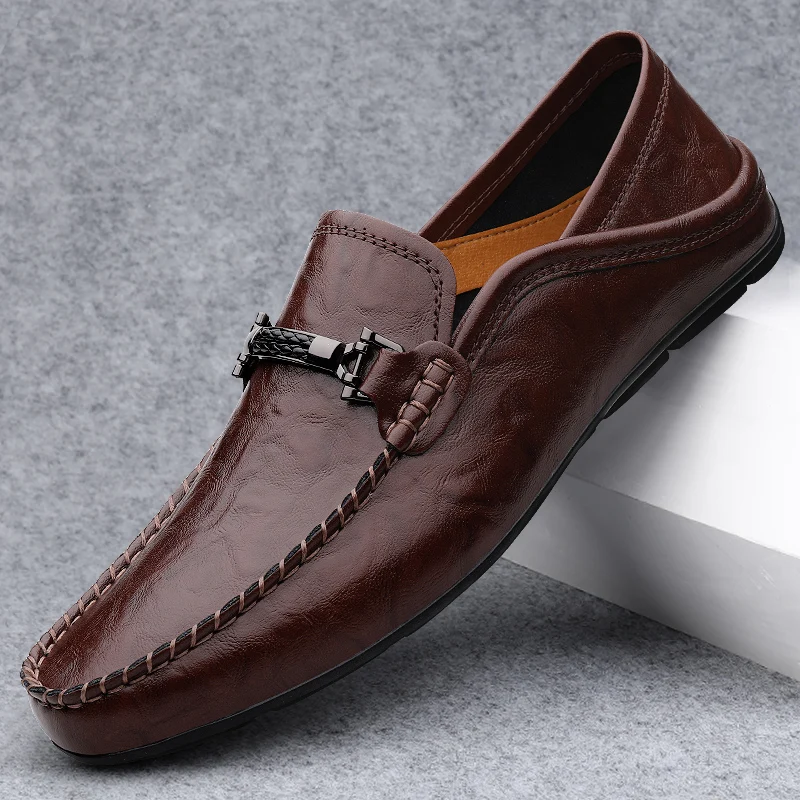 Men's Casual Loafers Fashion Dress Shoes Comfortable Wear-Resistant Lightweight Round Toe Breathable Walking Shoe Spring Autumn