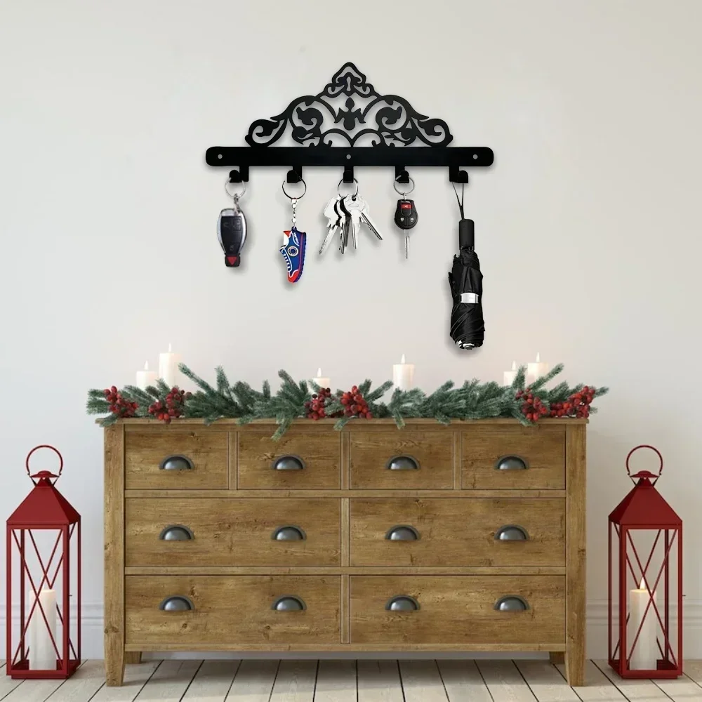 Decorative Wall Rack, Metal Wall Mounted Rack Hook, Wall Hanging Key Hanger, Household Coat Rack 3
