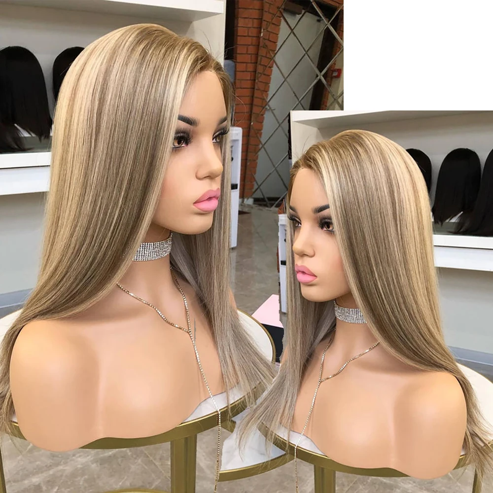 Highlight Wig Human Hair 613 blonde colored Straight Lace Front Wig brown mix blonde Brazilian Hair Wigs For Women Hd Transparen sleek human hair wigs for women lace front wig body wave gold brown blonde colored brazilian hair wigs 4x4 lace closure wigs