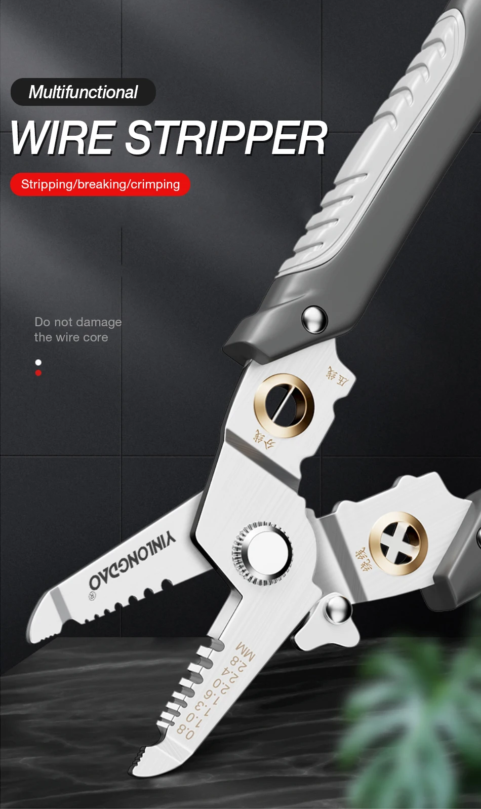 Description Picture 2 of itemWire Stripper Decrustation Pliers Multi Tool Ire Stripper Electric Cable Stripper Cutter Multifunctional Wire Repair Tool Pliers