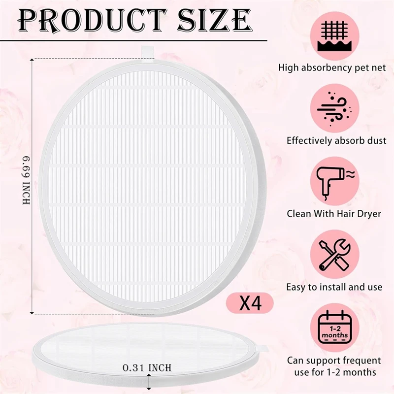 Nail Dust Collector Filter Replacement Filter Reusable Dust Collector No Spilling For Nail 4 Pcs