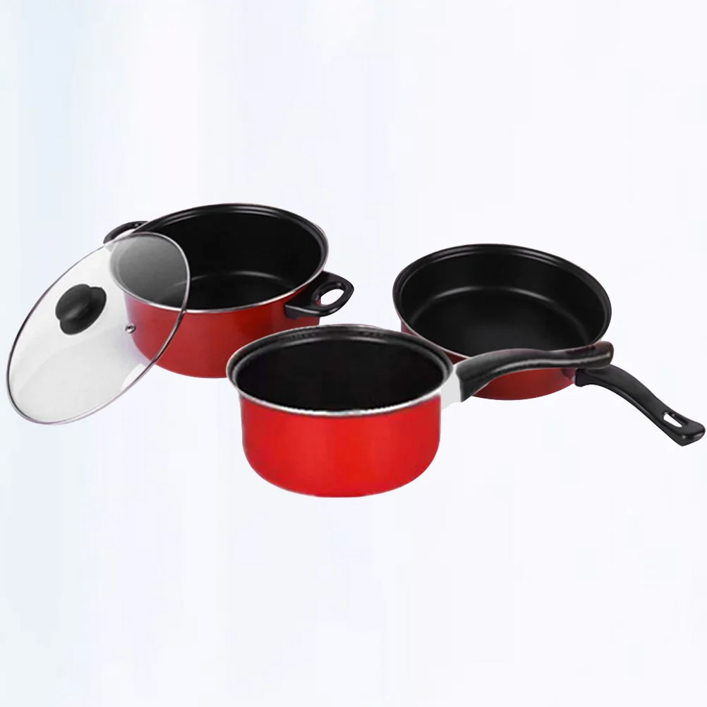 

Hemoton Non Stick Pan Set Stew Pot 3Pcs Nonstick Cookware Set Frying Pan Saucepan Nonstick Pot Kitchen Utensil Cooking