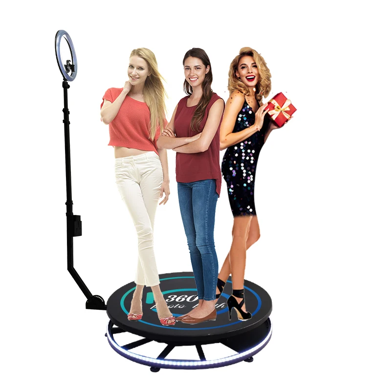 360 비디오 부스 115cm 100cm 스피너 360 포토 부스 회전 셀카 머신, 파티용 휴대용 비행 케이스 포함