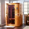 2 Person Low EMF 6 Heating Panel Infrared Therapy Wood Dry Heat Sauna with MP3 Aux Connection for Home Spa Days 1
