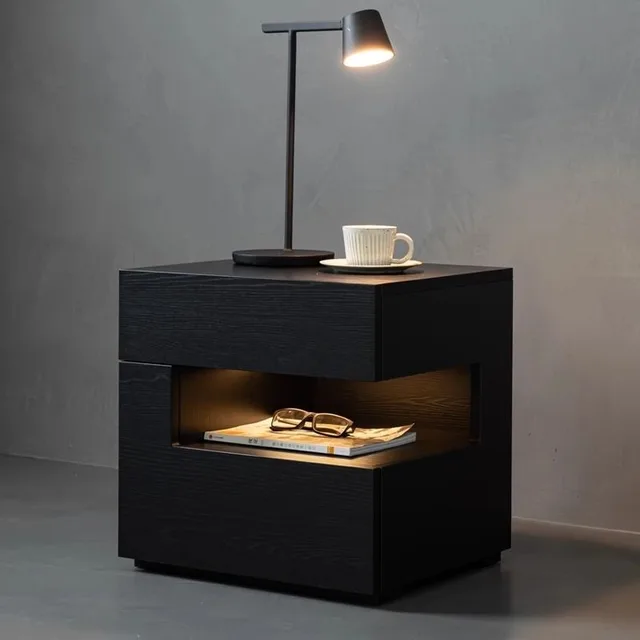 Table de chevet de luxe légère et Simple, haut de gamme, créative, casier noir moderne, rangement de chambre à coucher, meubles de salon 1