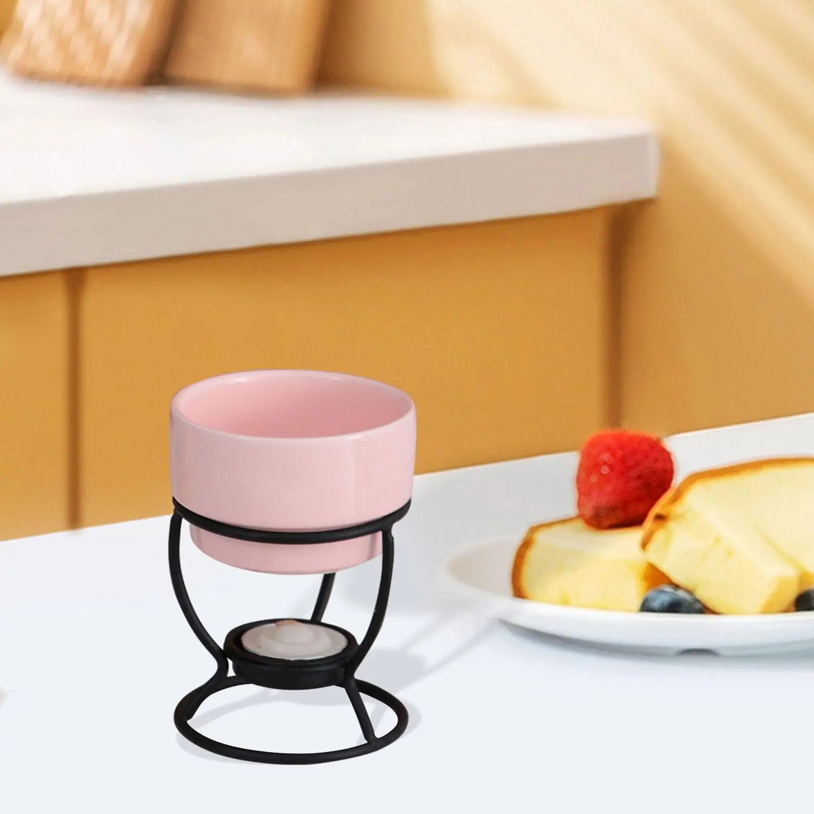 Chocolate Fondue Pot Cooking Birthday Snack Tea Light Porcelain Melting Pot