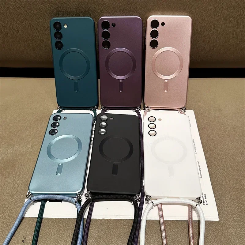 Magnetic Crossbody Lanyard Silicone Phone Case with Soft TPU Back Cover
