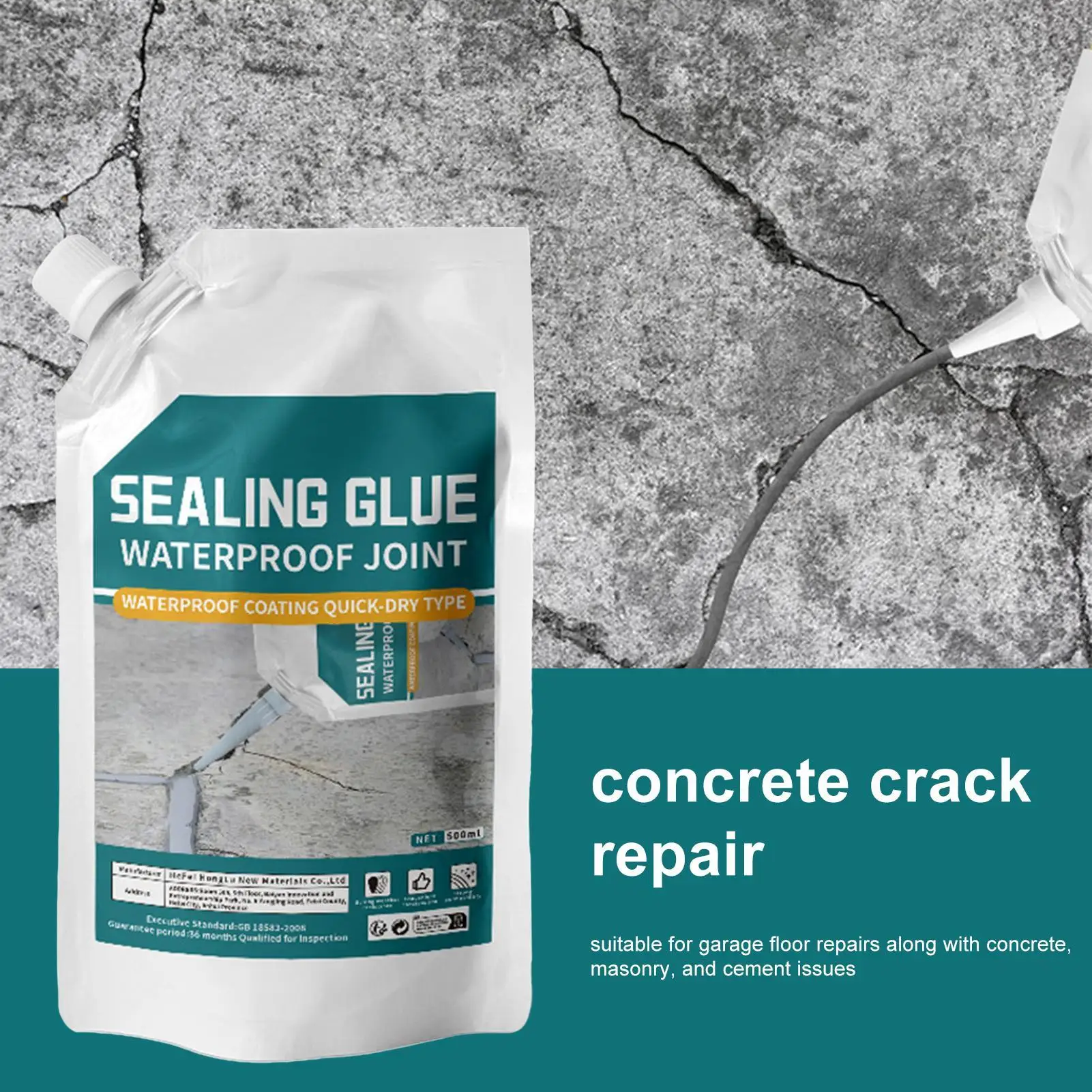 500ml Cement Crack Filler Asphalt Crack Filler Waterproof Concrete Bonding Agent Quick-Drying Sealing Adhesive Cracked Tile Fill