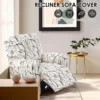 4Pcs Elastic Recliner Sofa Cover Printed Stretch Recliner Slipcovers with Side Pockets Non Slip Sofa Slipcovers for Living Room 5