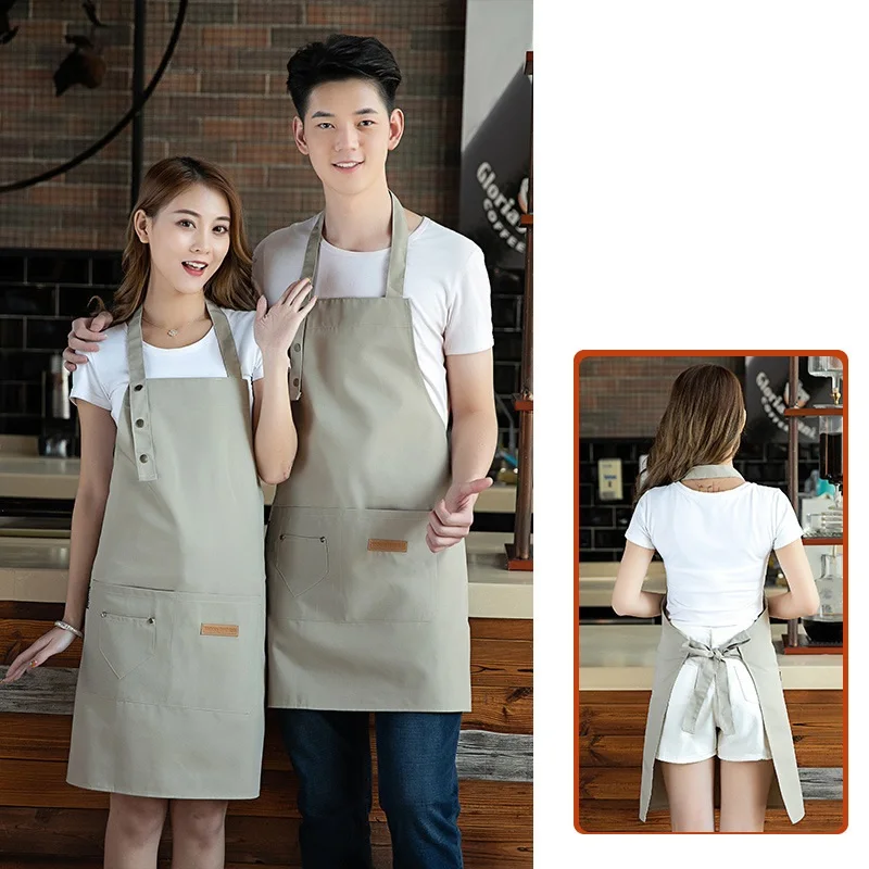 C853 Hotel Waiter Work Clothes Front Desk Cashier Coffee Shop Hotpot Hotel Waiter Apron Painting Caps