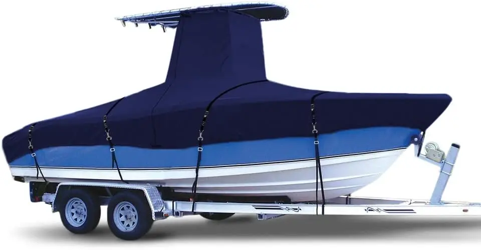 Fade and Tear Resistant T-Top Boat Cover，Heavy-Duty Waterproof and UV-Proof Boat Storage Cove