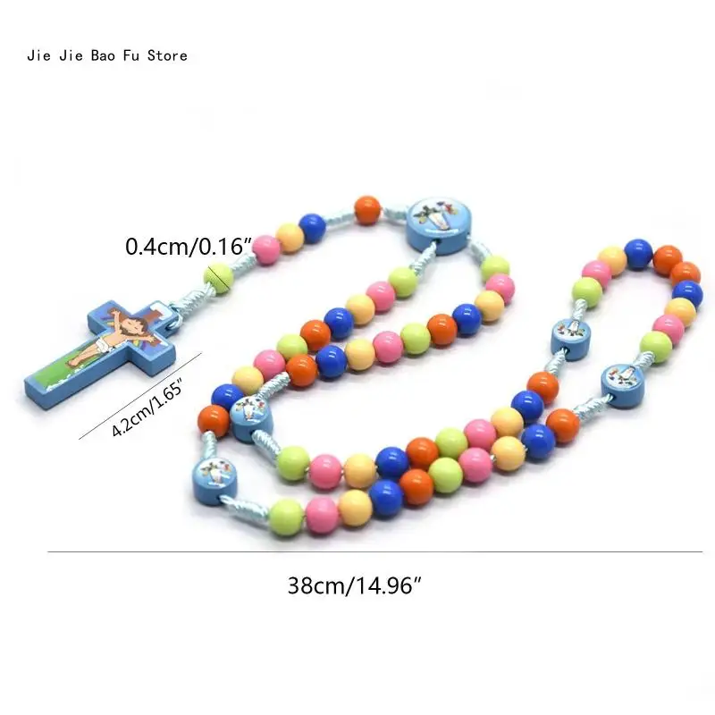 E8BD Cartoon Jesus for Cross Rosary Necklace Catholic Jewelry Pendant for Birthday Wedding Festival Party Decoration acrylic cross decor