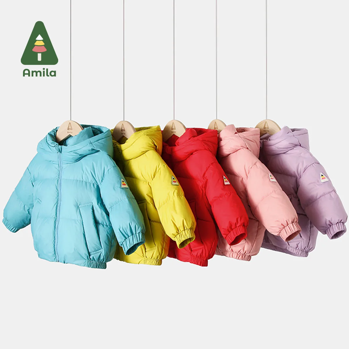 Amila Children's Clothing Girls' Winter New Long Sleeves Cute Multicolor Fashion OuterWear& Down Jackets