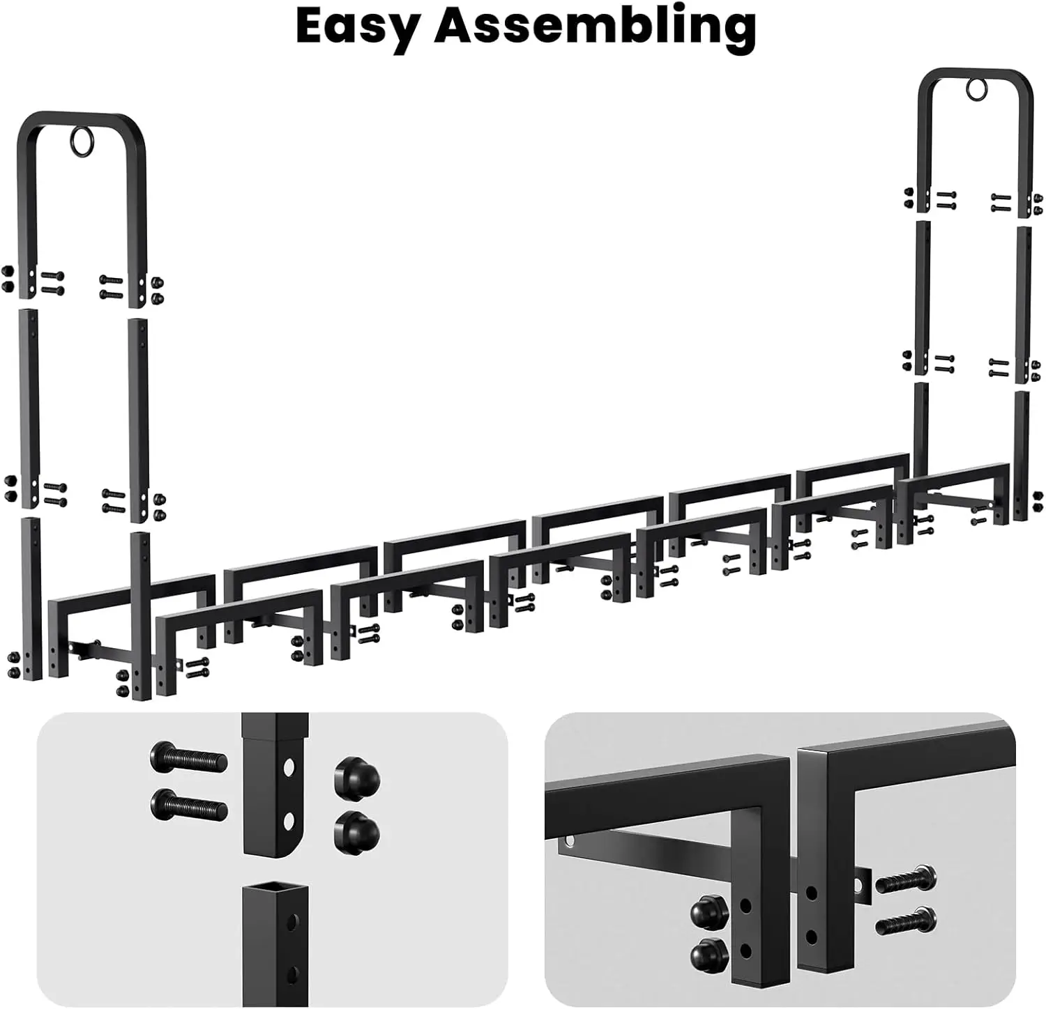 HOME 8ft Firewood Rack Outdoor Heavy Duty Fire Wood Racks Outdoor for Firewood Log Holder Wrought Iron 4