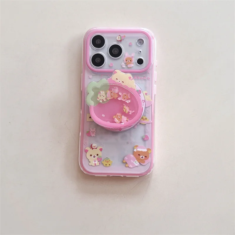 Cute Strawberry Bear Phone Case | MagSafe Shockproof Grip Stand