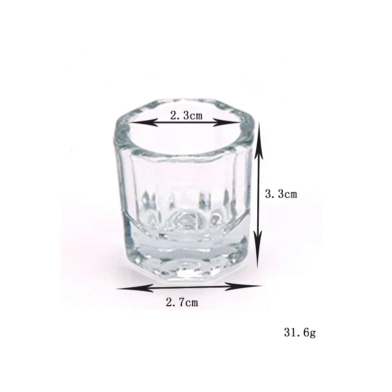 2024 Nail Art Crystal Glass Acrylic Powder Liquid Nail Cup Dappen Dish Lid Bowl Cup Holder Equipment Crystal Glass Nail Art Tool 6