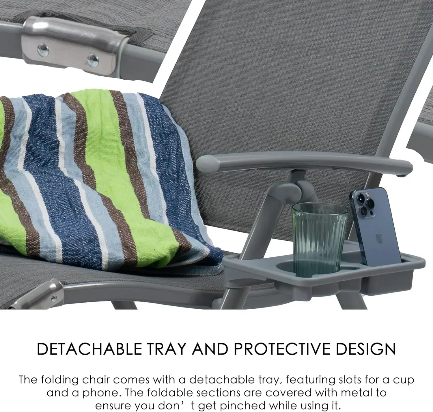 --NewCozy Aluminum Reclining Lounge Chair - Perfect for Beach, Yard, Pool, Deck, and Patio - Outdoor Chaise Lounge (2 Pack, G