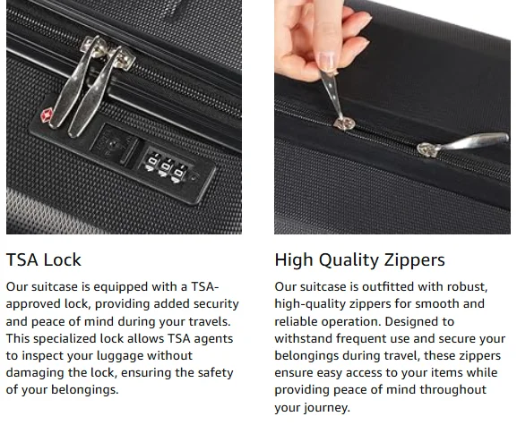 Luggage Sets Suitcase ABS Hard Shell Carry-On Hand Cabin with 4 Double Spinning Wheels & TSA- Lock 3 Piece Set (21"24"28")