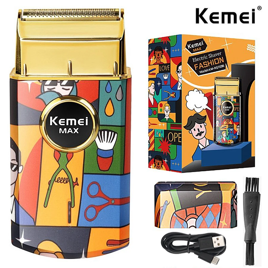 

Titanium Double Foil Shaver Professional Barber Finishing Tool Reciprocating Random Graffiti Pattern Electric Men Razor