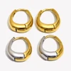 E.B.belle 2 Tones Pear Shape Small Hoop Earrings For Woman Hypoallergenic Ladies Titanium Steel Creole Stainless Steel Earring