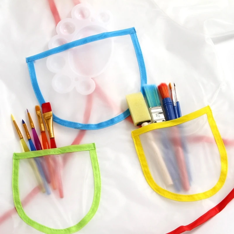 Q0KB Children's Painting Waterproof Long Sleeved Cover Kindergarten Art Painting Reverse Dressing Baby Eating Bib Kids Apron