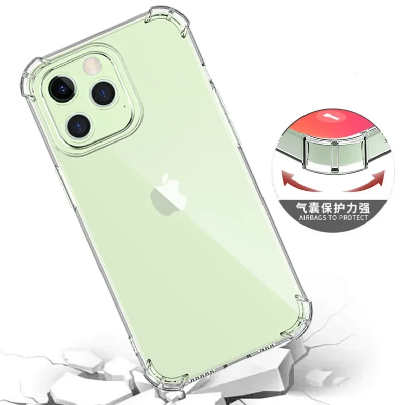Anti-Yellow Clear Air Bag TPU Case for Iphone 17 pro max 16 17E air 16e 15 14 13 Pro 6 7 8 11 12 Mini XS XR 14 Plus Cover Cases 6