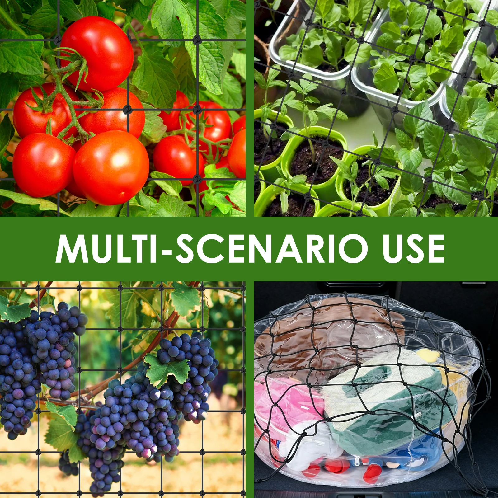 2Pcs Plant Trellis Net Garden Climbing Netting with Hooks Vegetation Climbing Support Garden Accessories for Cucumber Tomato