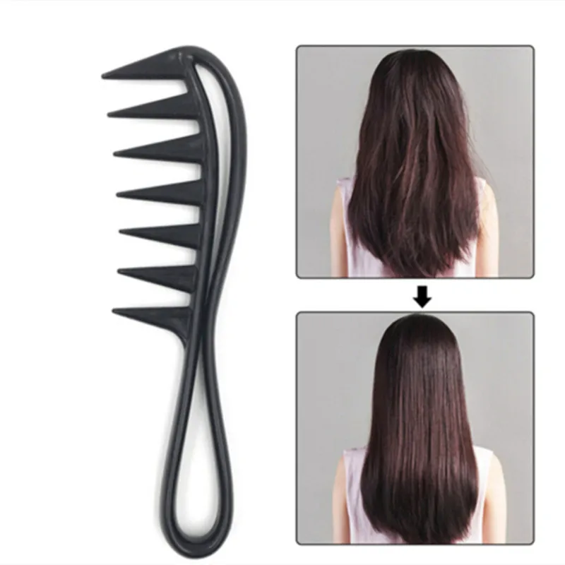 

New Handle Grip Large Tooth Detangling Curly Hair Comb Back Head Styling Beard Oil Comb Women Hairdressing Wide Tooth Comb