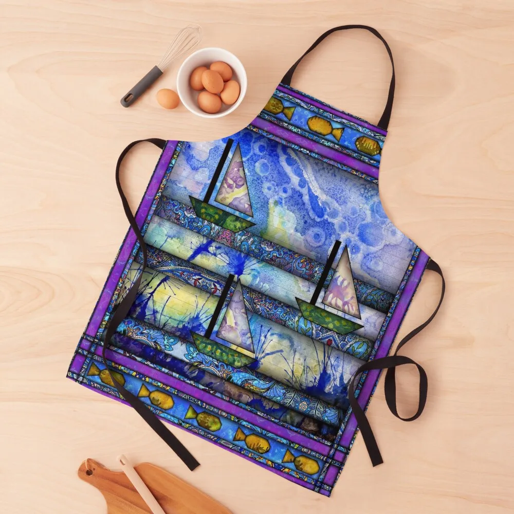 

Sailboat Quilt Apron Restaurant Kitchen Equipment For Man Haircut household woman Apron