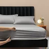 WASART 100s Sateen long-staple cotton fitted sheet elastic mattress cover couple bed linen king size luxury double bed bedding 4
