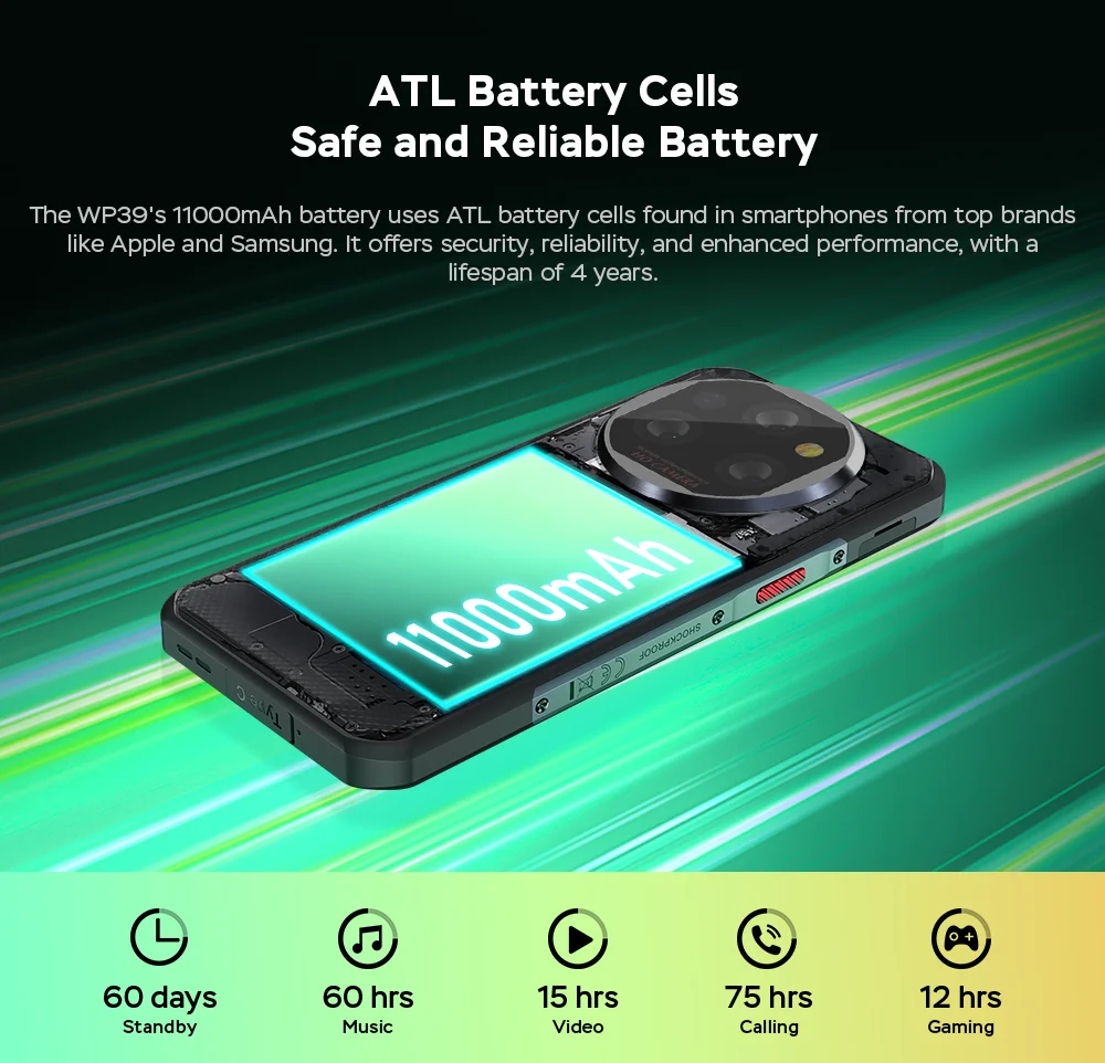 頑丈なスマートフォン5g,6 18GB, 24GBメモリ,Oukitel-WP39 GB,256