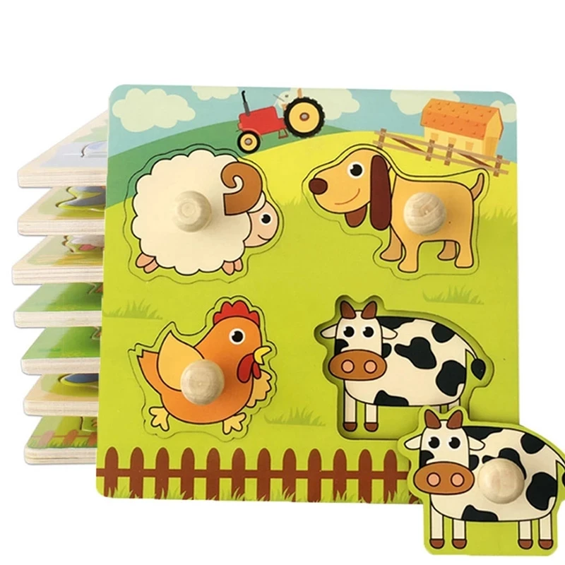 WoodenPuzzlesforToddlers13YearsAnimalJigsawPuzzlesKidsHand